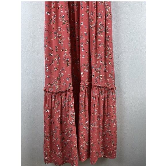 Lost & Wander Sz S Red Floral Revolve Pckts Shirred Waist Lined Maxi Dress - Picture 6 of 13